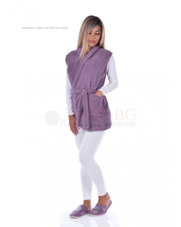 Дамски домашен елек от велсофт с джобове