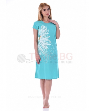 Дамска рокля къс ръкав с разкошна декорация маргарита