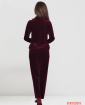 Дамски домашен комплект плюш с цип и големи джобове - бордо
