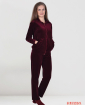 Дамски домашен комплект плюш с цип и големи джобове - бордо