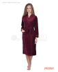 Комфортен дамски халат плюш с голям джоб - бордо