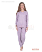 Дамска интерлог пижама памучен рипс в десен сърчица - светло лилаво