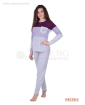 Плътна дамска пижама интерлог с цветни платки и джоб - лилаво